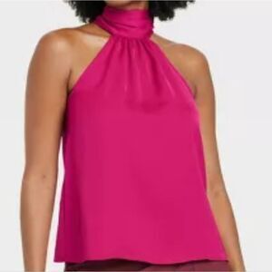NWT A New DayWomen's Satin Halter Top  Color Magenta Size S
